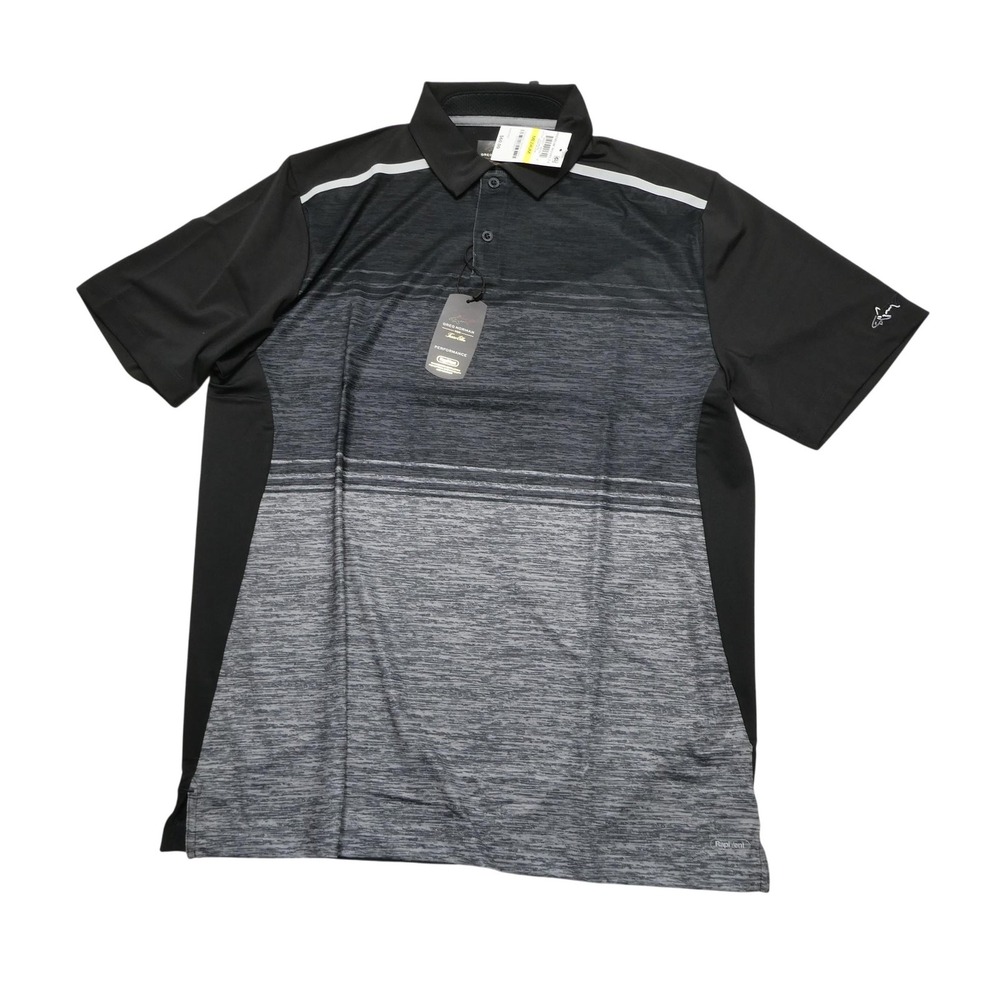 Greg Norman For Tasso Elba Polo Shirt Mens Medium Black RapVent Performance Golf